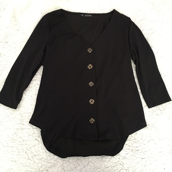 Black Buttoned Blouse - Picture 1 of 3